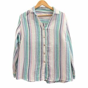 Escape by Habitat Playa Shirt colorful striped 100% cotton size Medium